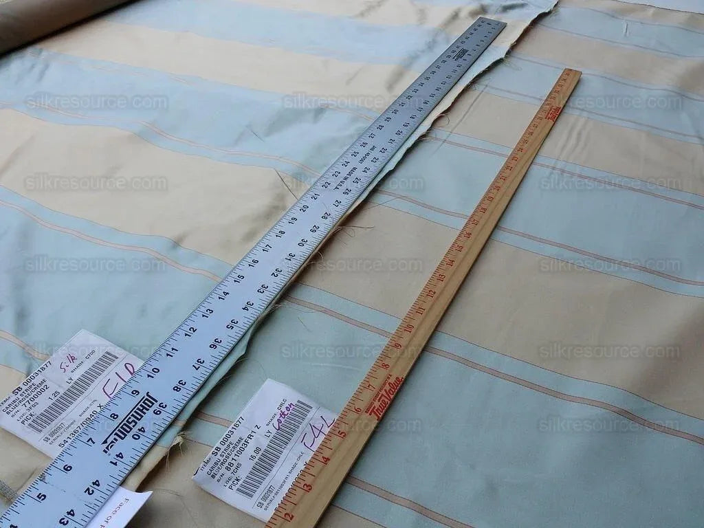 By Yd Scalamandre *cotton* Caribu Stripe Blue Rose Creme MSRP USD 200/Y