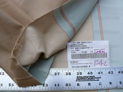 By Yd Scalamandre *cotton* Caribu Stripe Blue Rose Creme MSRP USD 200/Y