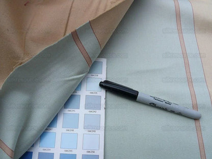 By Yd Scalamandre *cotton* Caribu Stripe Blue Rose Creme MSRP USD 200/Y