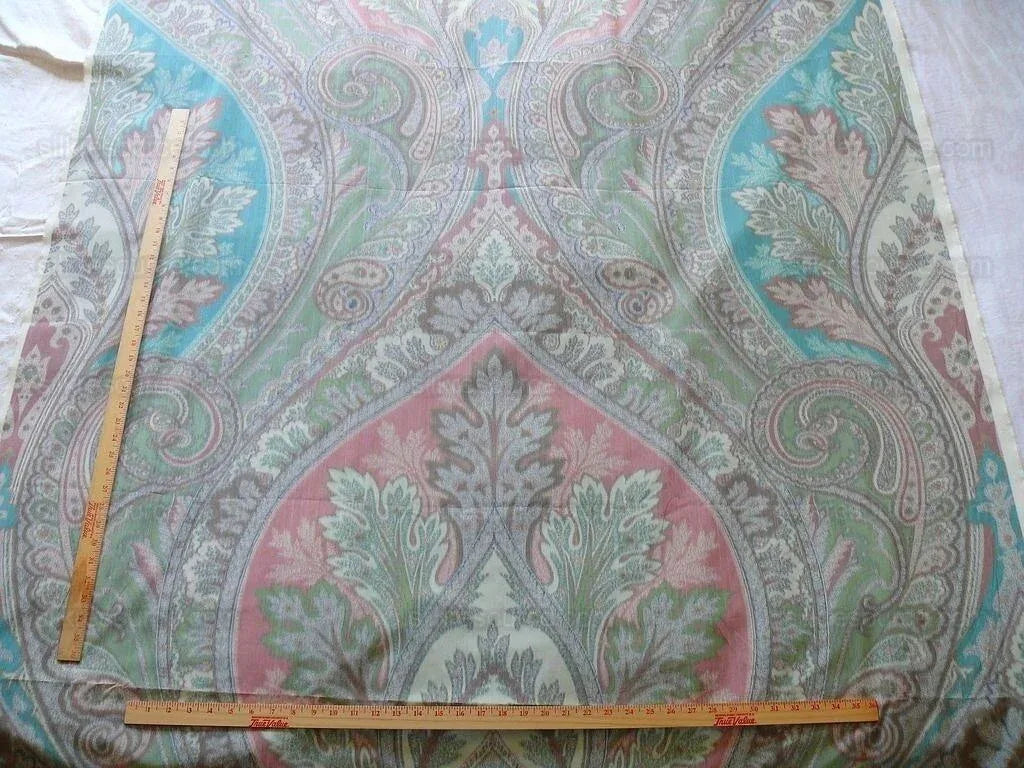 By Vertical Repeat 1.41yards Clarence House Warp Print Silk Teal Blue Green #1615b MSRP USD 677/yard