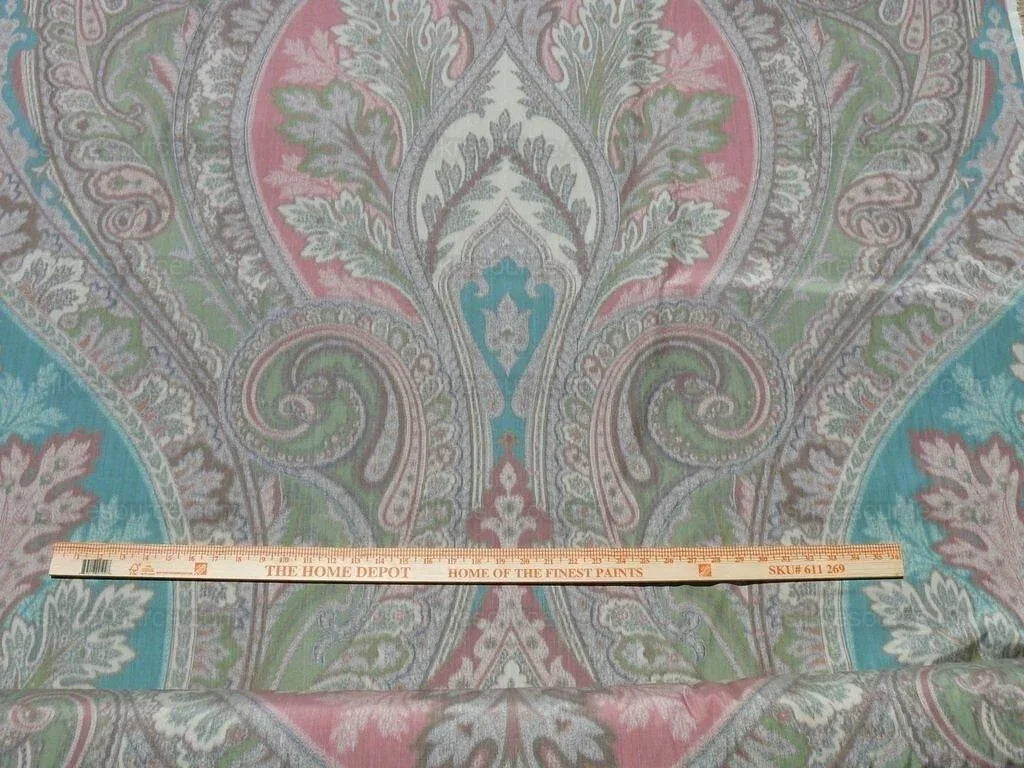 By Vertical Repeat 1.41yards Clarence House Warp Print Silk Teal Blue Green #1615b MSRP USD 677/yard