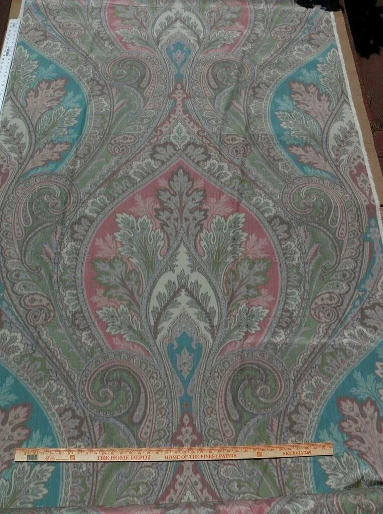 By Vertical Repeat 1.41yards Clarence House Warp Print Silk Teal Blue Green #1615b MSRP USD 677/yard