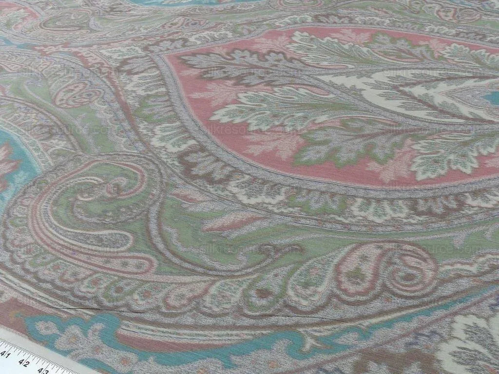 By Vertical Repeat 1.41yards Clarence House Warp Print Silk Teal Blue Green #1615b MSRP USD 677/yard