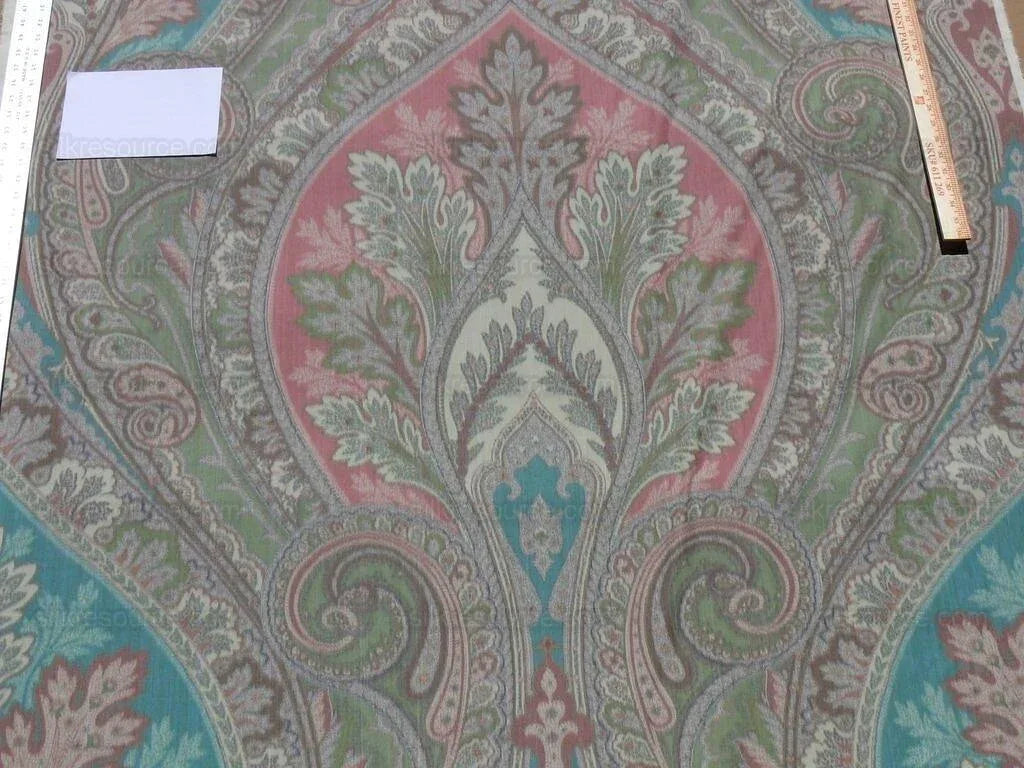 By Vertical Repeat 1.41yards Clarence House Warp Print Silk Teal Blue Green #1615b MSRP USD 677/yard