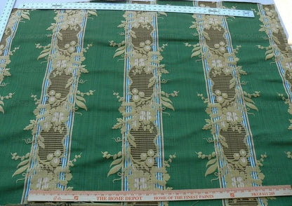 Clarence House Jacquard Stripe Floral Vine Green Taupe MSRP USD 195