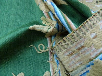 Clarence House Jacquard Stripe Floral Vine Green Taupe MSRP USD 195