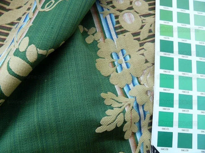 Clarence House Jacquard Stripe Floral Vine Green Taupe MSRP USD 195