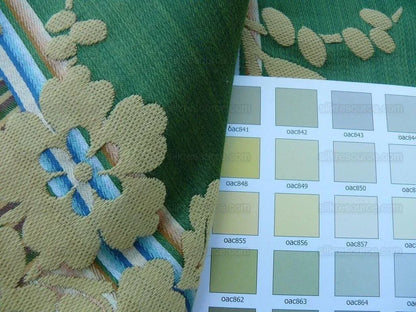 Clarence House Jacquard Stripe Floral Vine Green Taupe MSRP USD 195