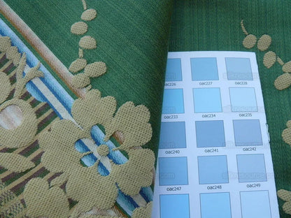 Clarence House Jacquard Stripe Floral Vine Green Taupe MSRP USD 195