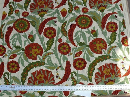 Lee Jofa/oscar De La Renta Termez Embroidery Floral Merlot/olive Red Green crewel Tulip Sunflower MSRP USD 550/yard!