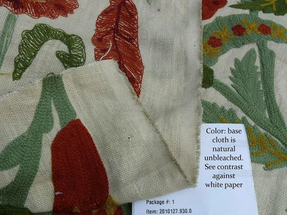Lee Jofa/oscar De La Renta Termez Embroidery Floral Merlot/olive Red Green crewel Tulip Sunflower MSRP USD 550/yard!