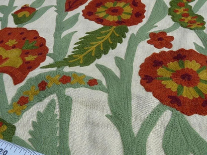 Lee Jofa/oscar De La Renta Termez Embroidery Floral Merlot/olive Red Green crewel Tulip Sunflower MSRP USD 550/yard!