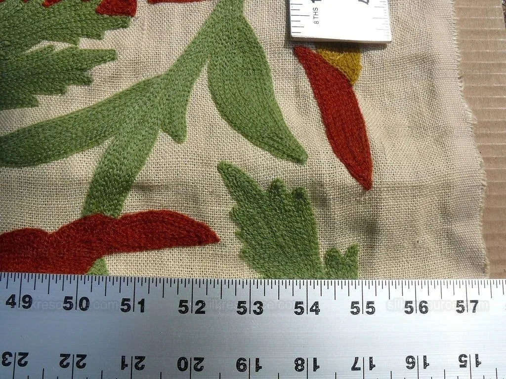 Lee Jofa/oscar De La Renta Termez Embroidery Floral Merlot/olive Red Green crewel Tulip Sunflower MSRP USD 550/yard!