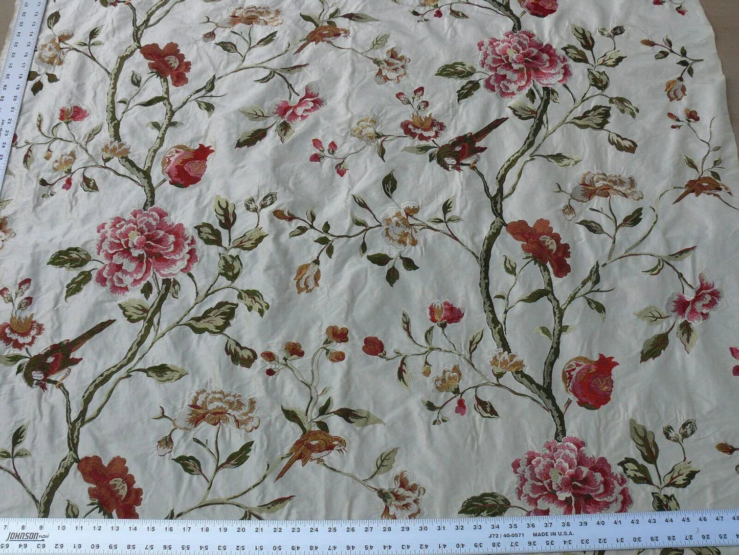 LEE JOFA DANTHE SILK EMBROIDERY CHINOISERY BIRD FLOWER RT$596/Y