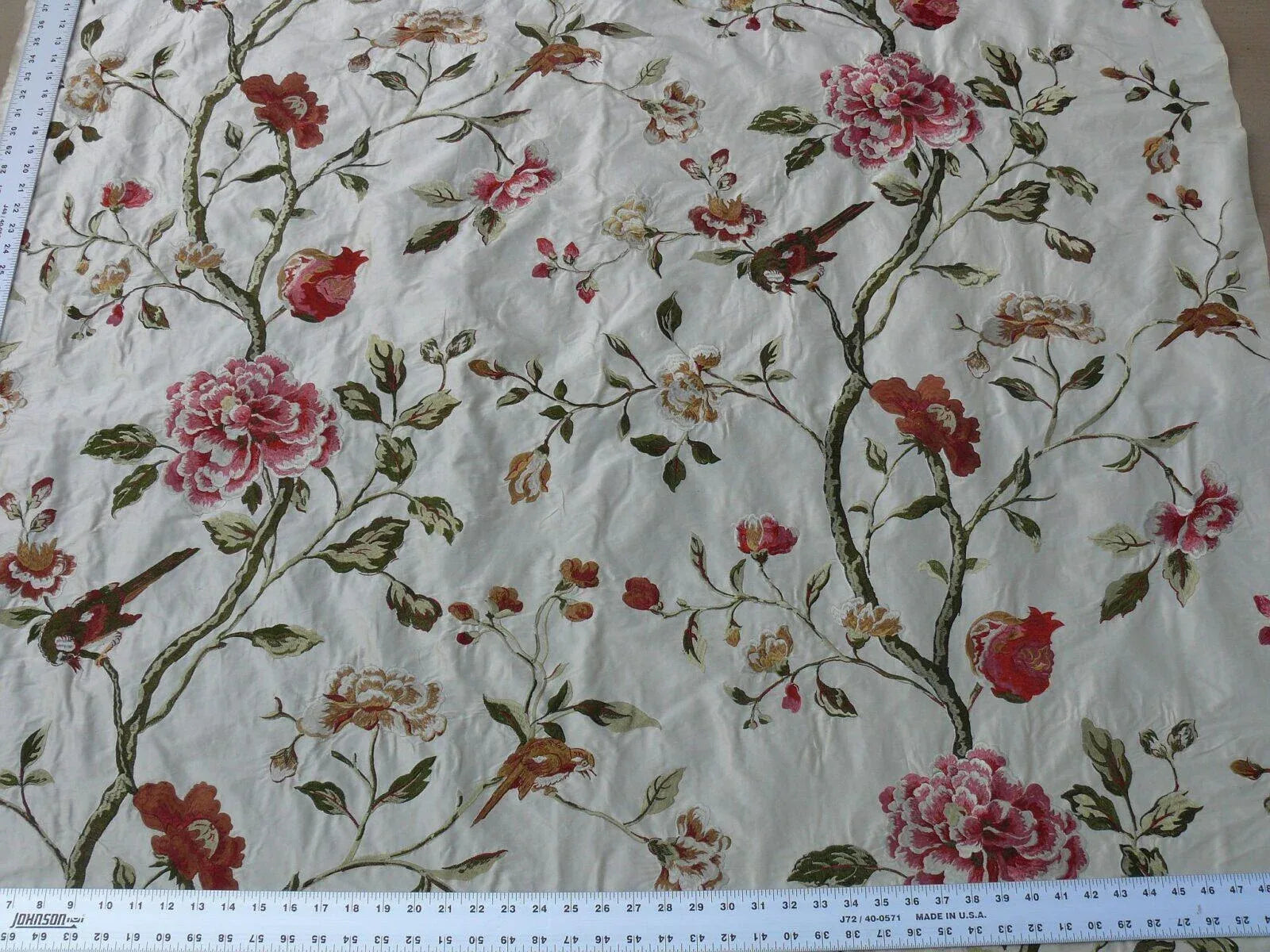 LEE JOFA DANTHE SILK EMBROIDERY CHINOISERY BIRD FLOWER RT$596/Y