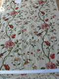 Lee Jofa Danthe Silk Embroidery Chinoisery Bird Flower Tree Peony Pomegranate pink Red Green on Cream MSRP USD 596/y