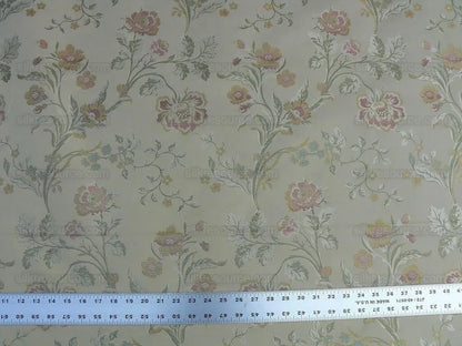 Lee Jofa Audrey 100% Silk Lampas Ivory Carnation Rose French Rococco MSRP USD286/yard