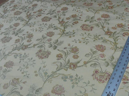 Lee Jofa Audrey 100% Silk Lampas Ivory Carnation Rose French Rococco MSRP USD286/yard