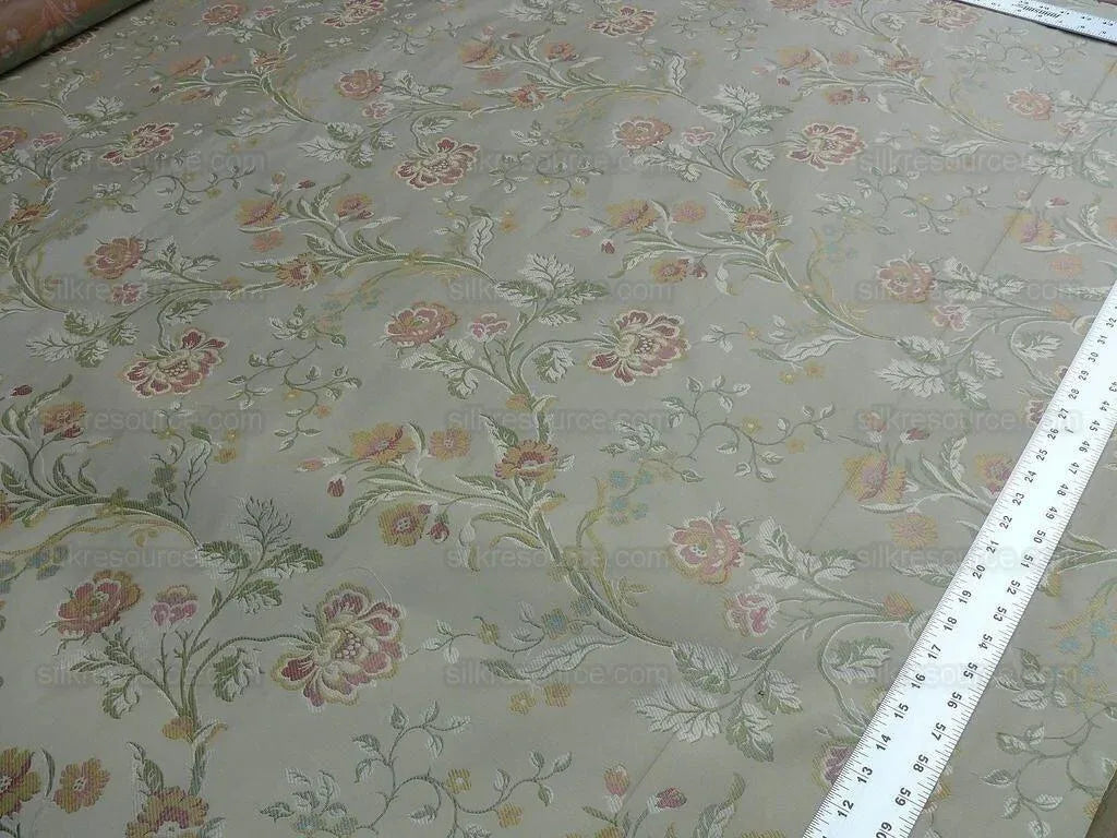 Lee Jofa Audrey 100% Silk Lampas Ivory Carnation Rose French Rococco MSRP USD286/yard