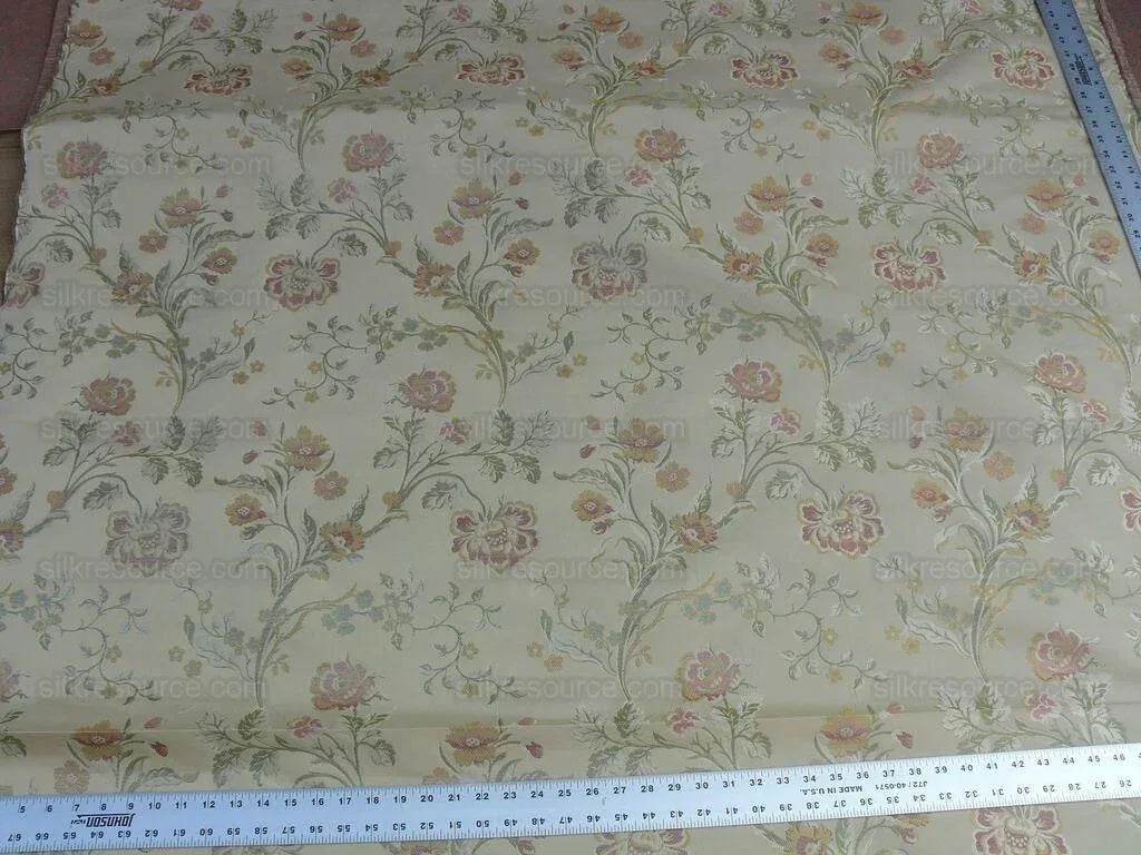 Lee Jofa Audrey 100% Silk Lampas Ivory Carnation Rose French Rococco MSRP USD286/yard