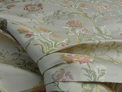 Lee Jofa Audrey 100% Silk Lampas Ivory Carnation Rose French Rococco MSRP USD286/yard