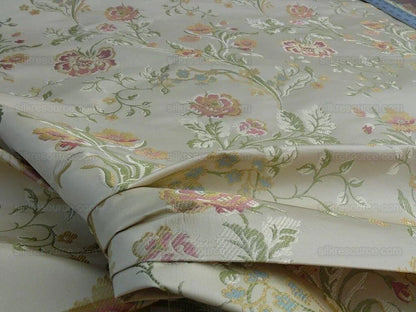 Lee Jofa Audrey 100% Silk Lampas Ivory Carnation Rose French Rococco MSRP USD286/yard