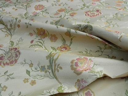 Lee Jofa Audrey 100% Silk Lampas Ivory Carnation Rose French Rococco MSRP USD286/yard