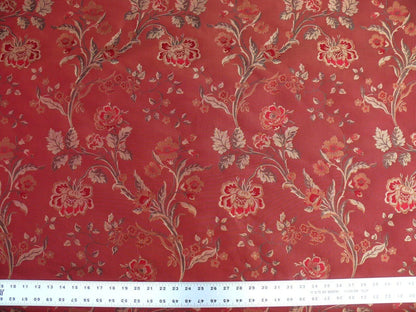Lee Jofa Audrey 100% Silk Lampas Garnet Red Carnation Rose French Rococco MSRP USD286/yard