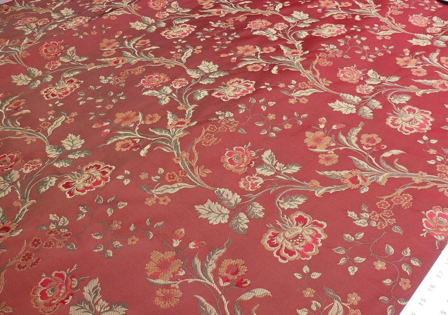 Lee Jofa Audrey 100% Silk Lampas Garnet Red Carnation Rose French Rococco MSRP USD286/yard