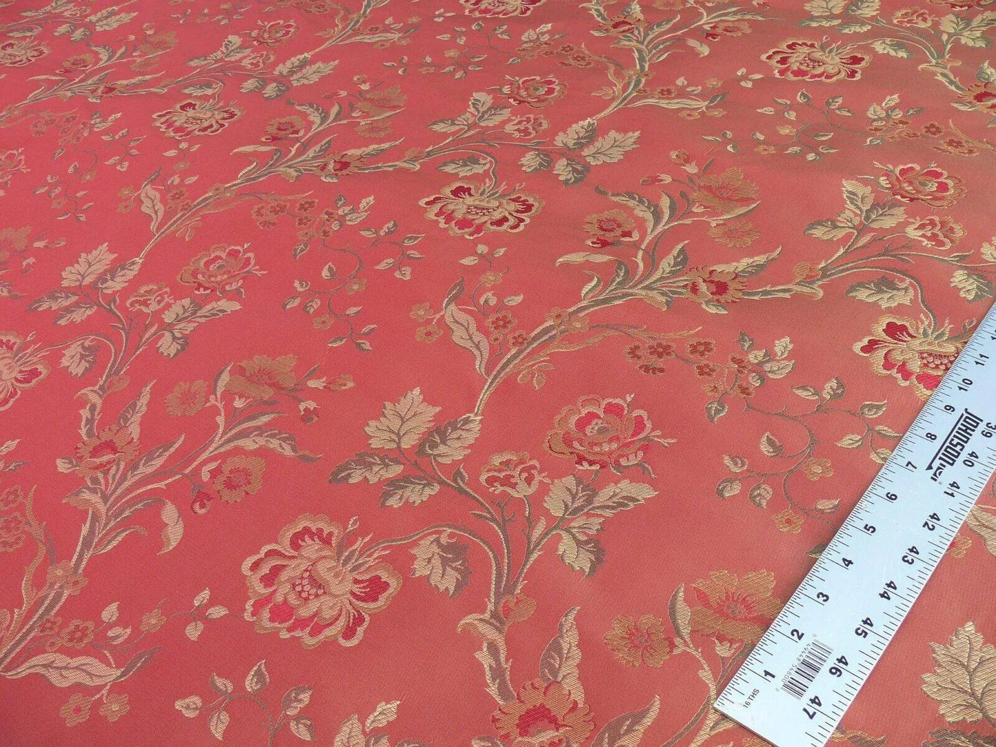 Lee Jofa Audrey 100% Silk Lampas Garnet Red Carnation Rose French Rococco MSRP USD286/yard