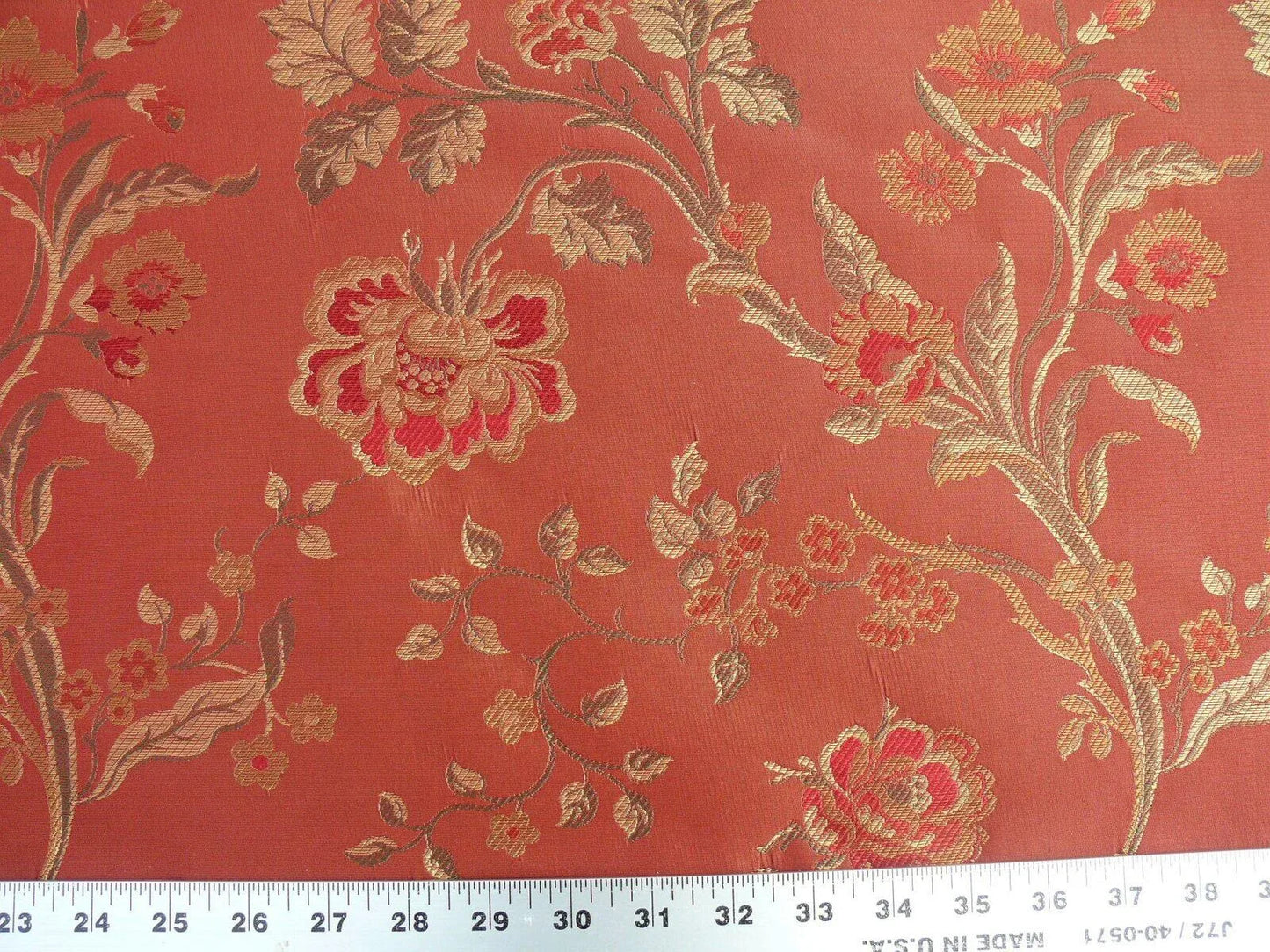 Lee Jofa Audrey 100% Silk Lampas Garnet Red Carnation Rose French Rococco MSRP USD286/yard
