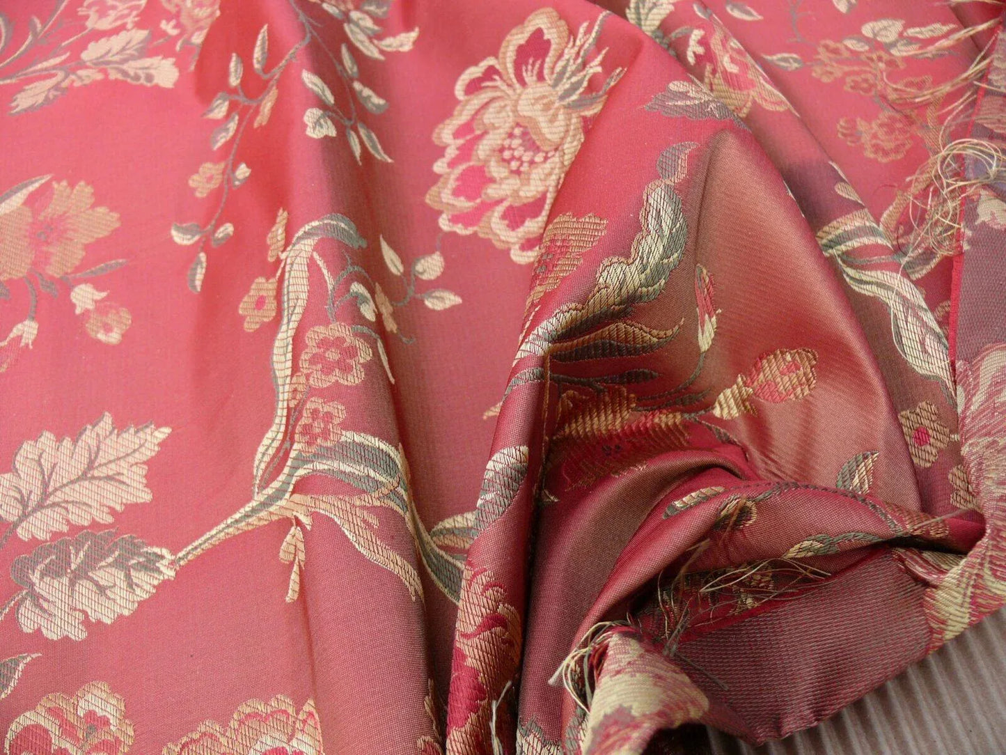 Lee Jofa Audrey 100% Silk Lampas Garnet Red Carnation Rose French Rococco MSRP USD286/yard