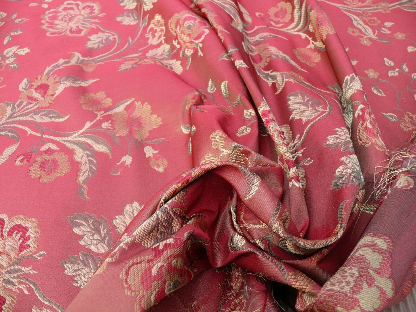 Lee Jofa Audrey 100% Silk Lampas Garnet Red Carnation Rose French Rococco MSRP USD286/yard