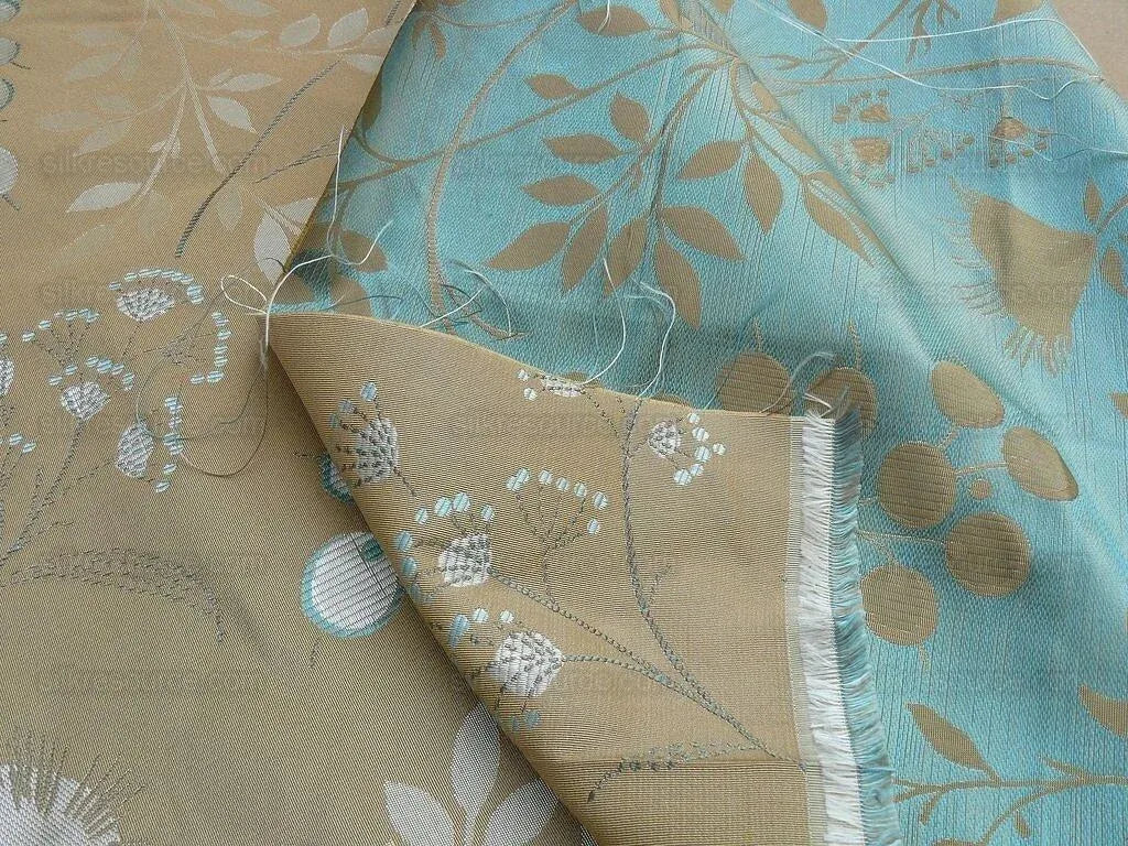 Lee Jofa 100% Silk William Morris Vine Berry Blue Silver Beige Bronze Art Nouveau MSRP USD 248/Y