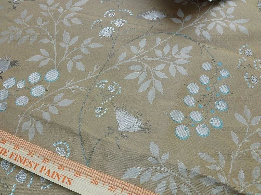 Lee Jofa 100% Silk William Morris Vine Berry Blue Silver Beige Bronze Art Nouveau MSRP USD 248/Y