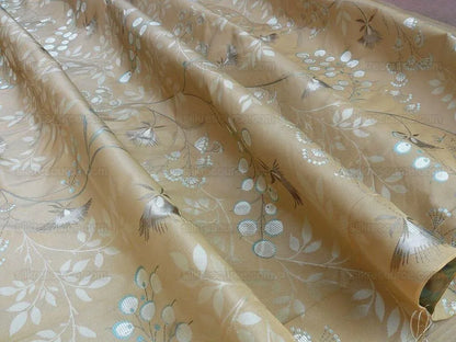 LEE JOFA 100% SILK WILLIAM MORRIS VINE BERRY BLUE BLRONZE SILVER