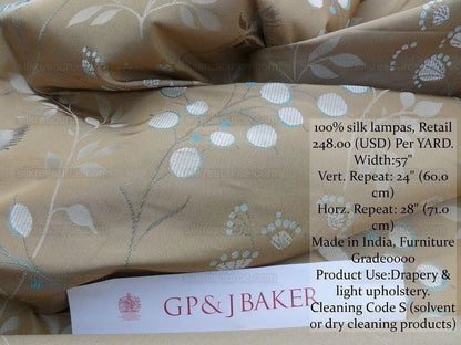 Lee Jofa 100% Silk William Morris Vine Berry Blue Silver Beige Bronze Art Nouveau MSRP USD 248/Y