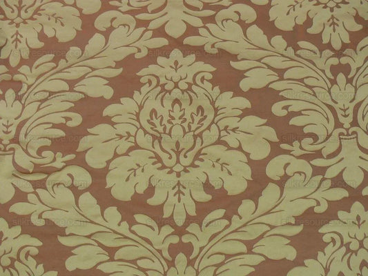100% Silk Spice Market Orange Pumpkin Gold Grand Damask #1630