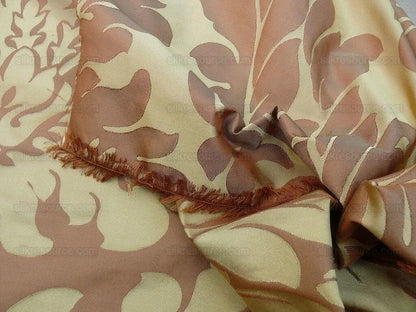100% Silk Spice Market Orange Pumpkin Gold Grand Damask #1630