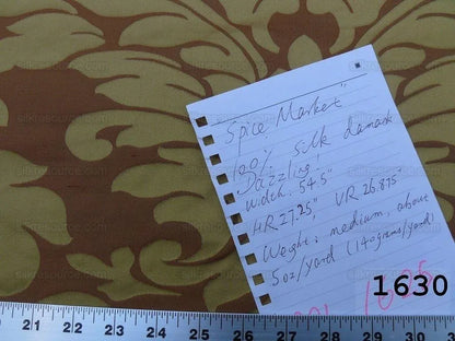 100% Silk Spice Market Orange Pumpkin Gold Grand Damask #1630