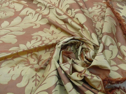 100% Silk Spice Market Orange Pumpkin Gold Grand Damask #1630