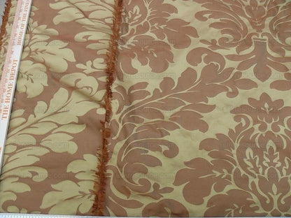 100% Silk Spice Market Orange Pumpkin Gold Grand Damask #1630