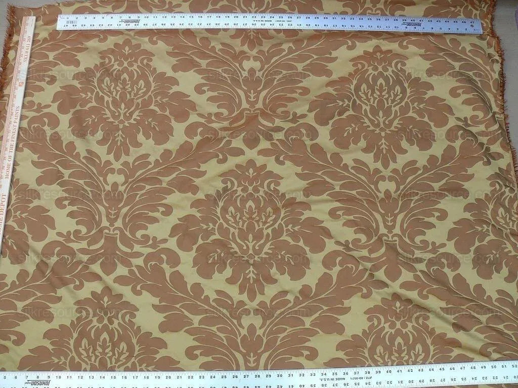100% Silk Spice Market Orange Pumpkin Gold Grand Damask #1630