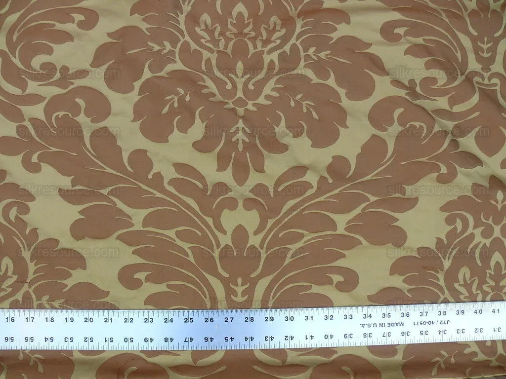 100% Silk Spice Market Orange Pumpkin Gold Grand Damask #1630