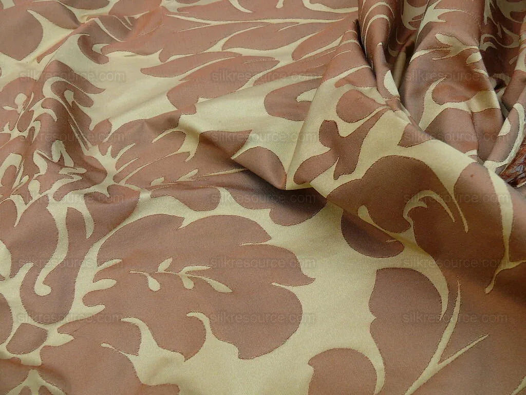 100% Silk Spice Market Orange Pumpkin Gold Grand Damask #1630