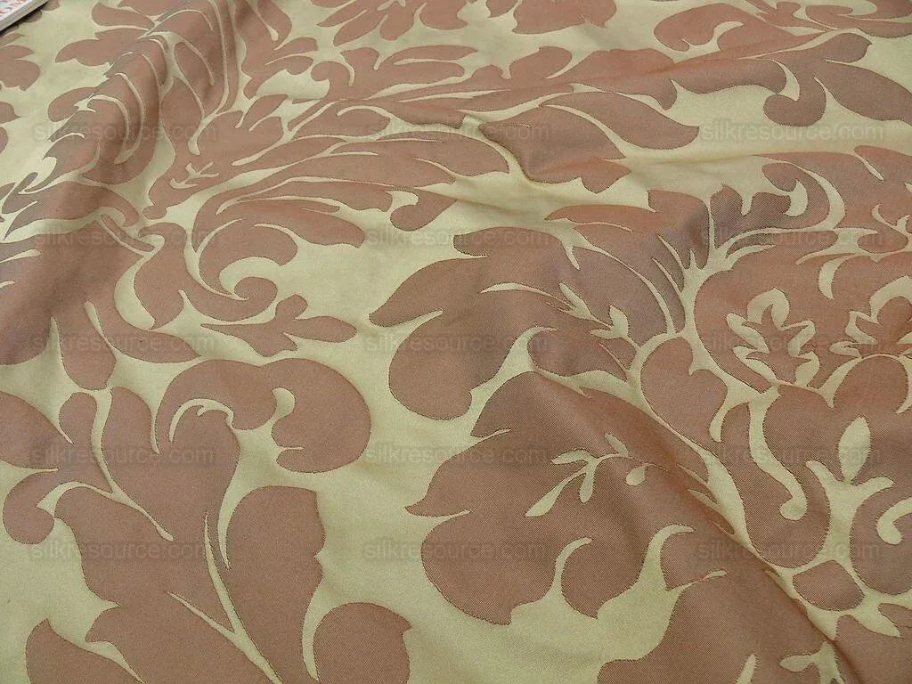 100% Silk Spice Market Orange Pumpkin Gold Grand Damask #1630