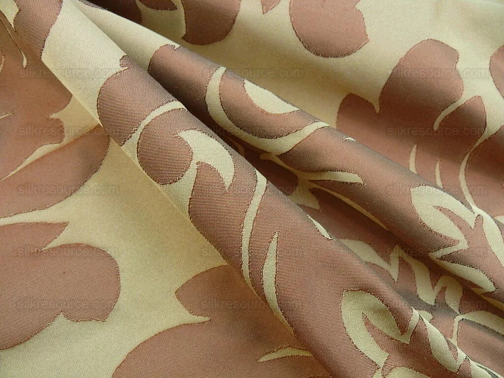 100% Silk Spice Market Orange Pumpkin Gold Grand Damask #1630