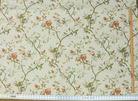 Renaissance Lampas Melograno Pom Fig Rose Tree Of Life On Cream White #1632