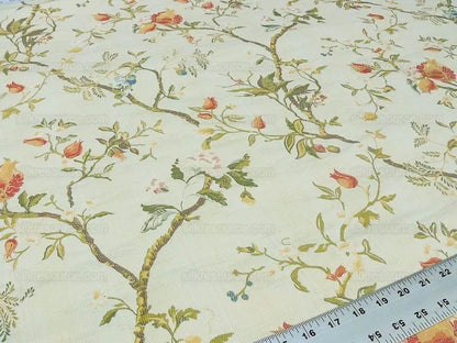 Renaissance Lampas Melograno Pom Fig Rose Tree Of Life On Cream White #1632