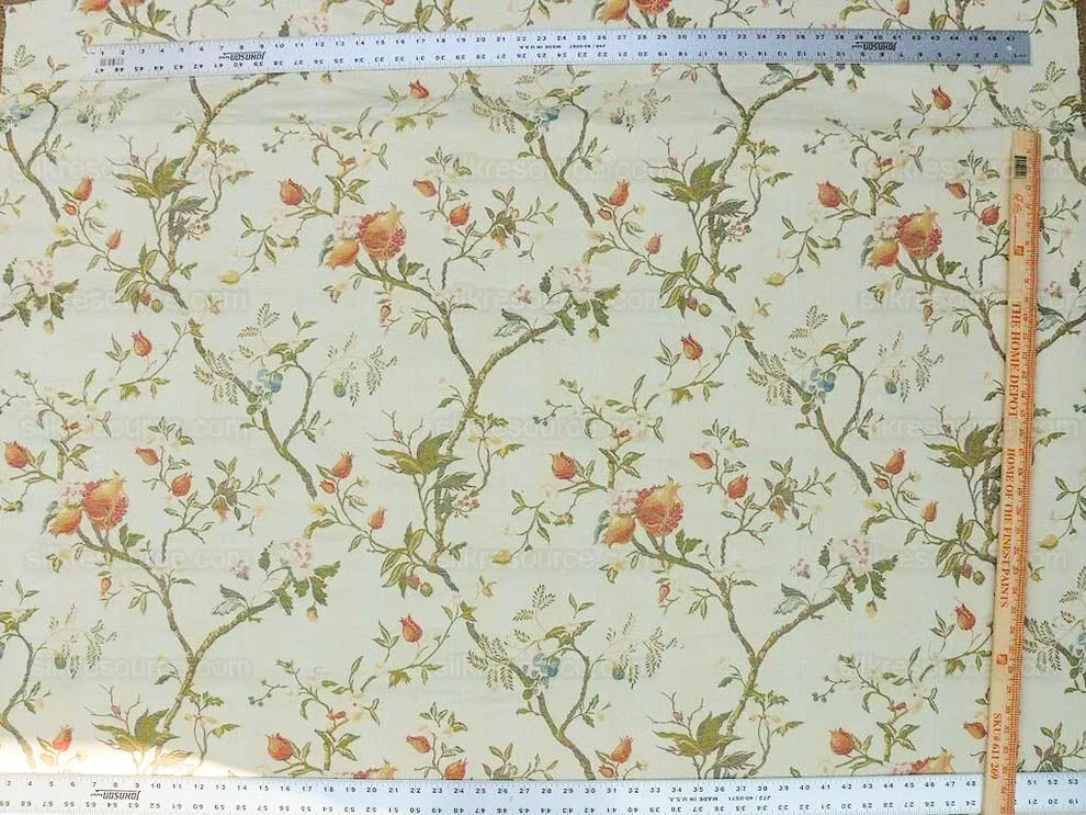 Renaissance Lampas Melograno Pom Fig Rose Tree Of Life On Cream White #1632